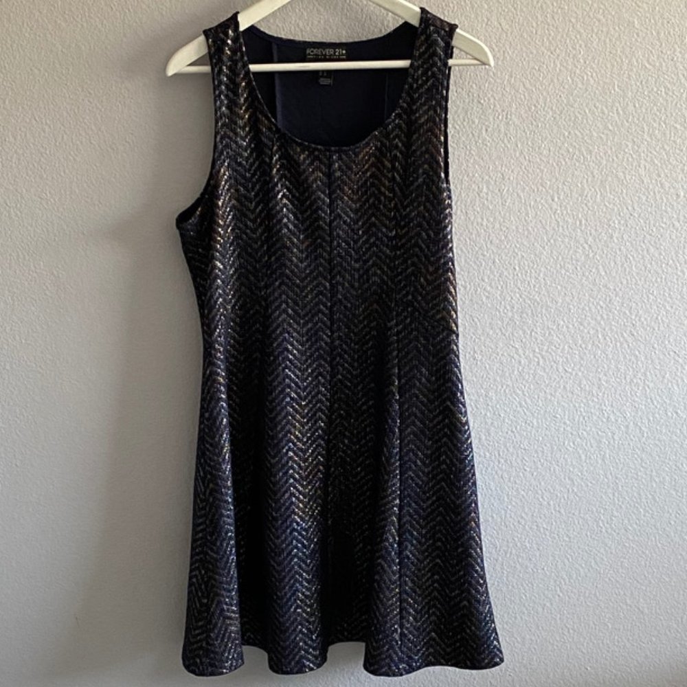 Forever21+ Fit&Flare Dress w/ Metallic Chevron